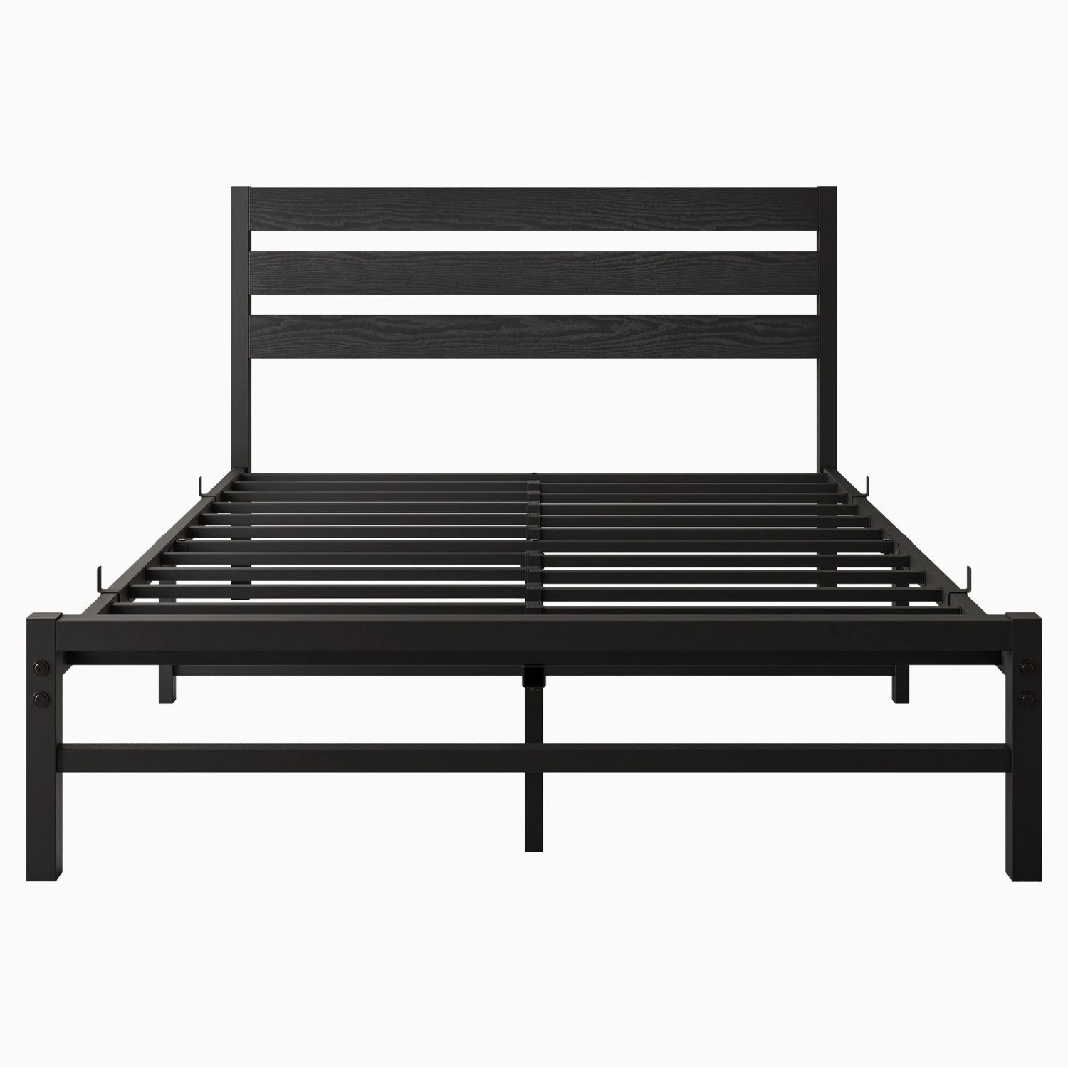 okwish Metallbett mit Lattenrost Einzelbett Gästezimmer mit Matratze 140x200cm Schwarz