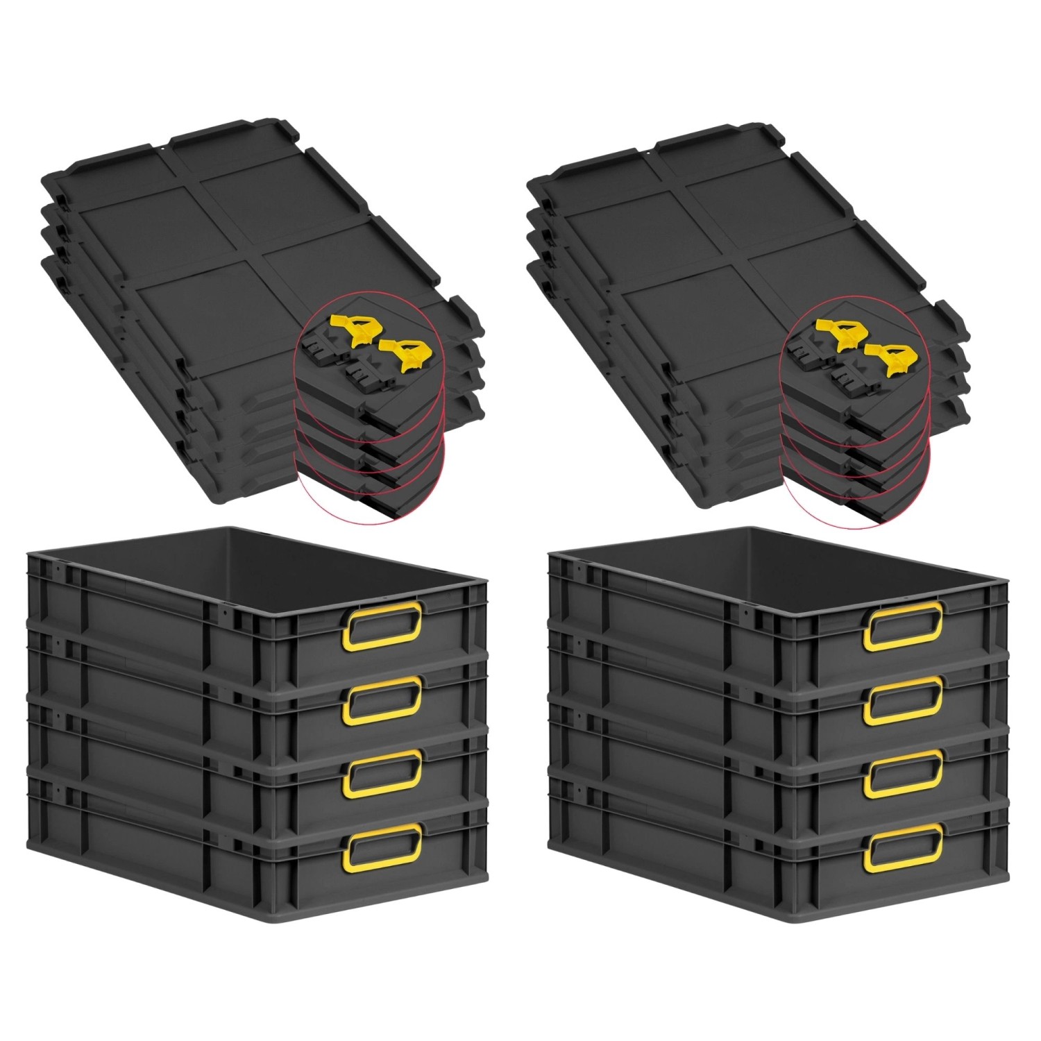 PROREGAL SuperSparSet 8x Eurobox Nextgen Color Mit Scharnierdeckel HxBxT 12 günstig online kaufen