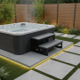 Jet-Line Einstiegstreppe für Outdoor Whirlpool, 2 Stufen, schwarz-anthrazit, aus Polypropylen im Garten.