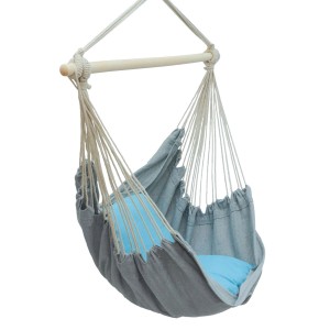 Grauer AMANKA Hängesessel mit Kissen, Hängestuhl für Balkon und Garten.