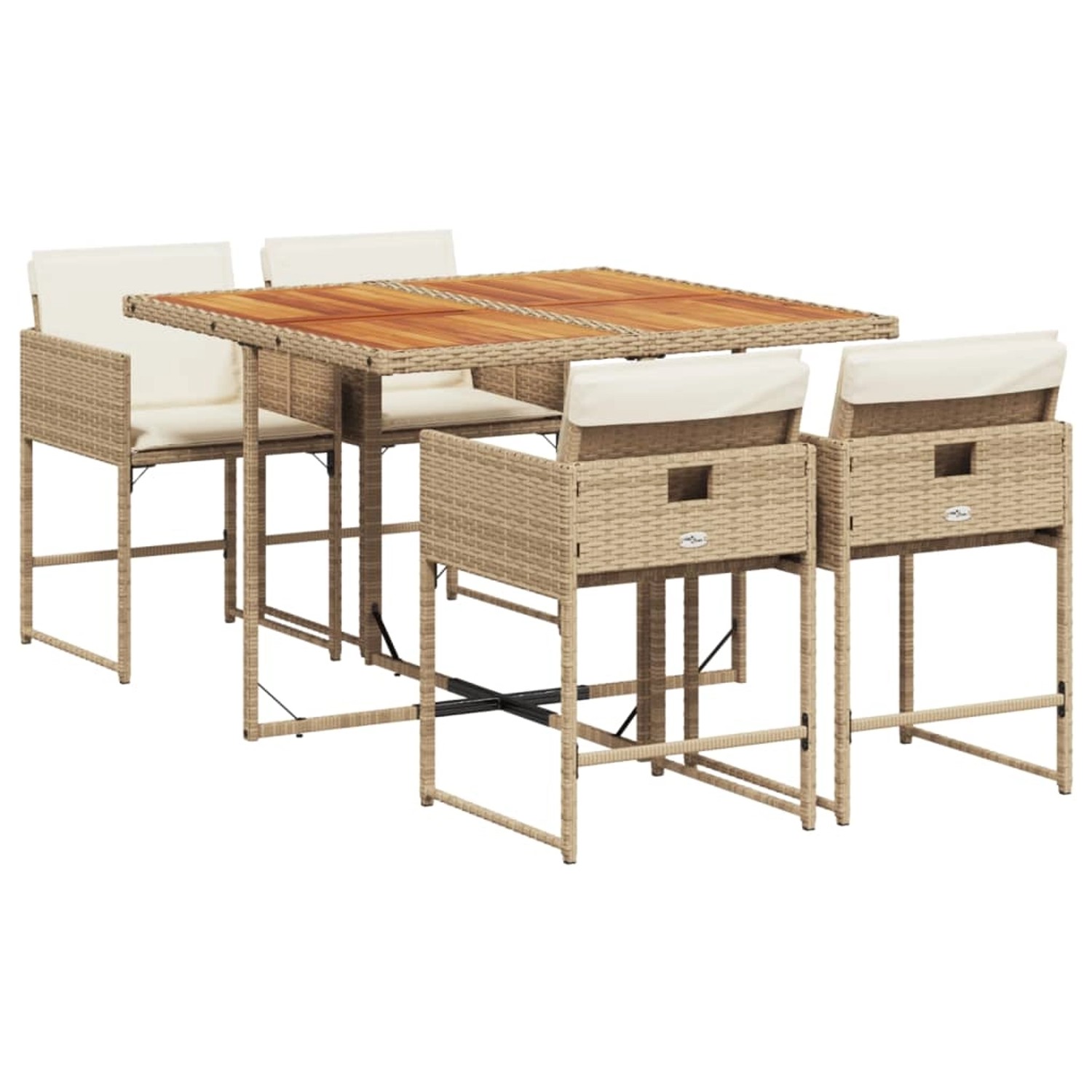 vidaXL 5-tlg Garten-Essgruppe mit Kissen Beige Poly Rattan Modell 37 günstig online kaufen