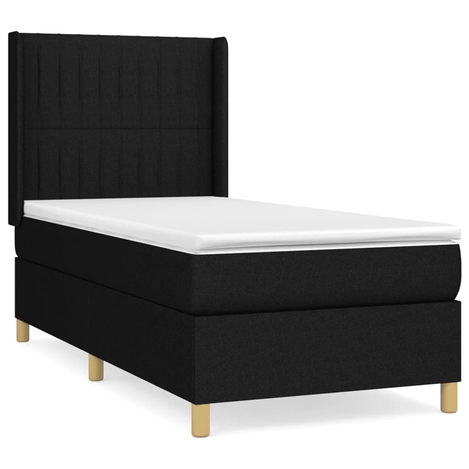 vidaXL Boxspringbett, Boxbett mit Matratze Schwarz 90x200 cm Stoff günstig online kaufen