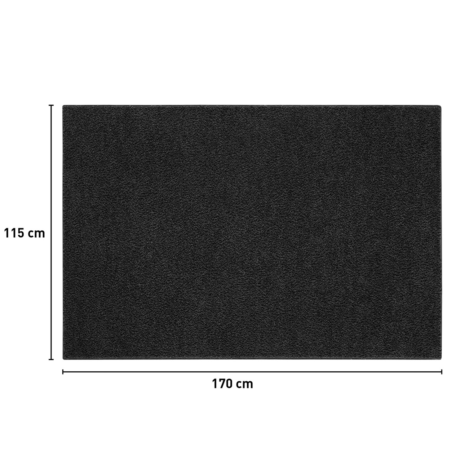 Rechteckiger, anthrazitfarbener Kurzflor Teppich, 115x170 cm. Klassischer Stil.
