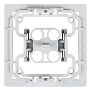 Weißer Homematic IP Adapterrahmen für ELSO Joy Schalterserie. Ermöglicht die Integration von Funk-Aktoren in die Hausautomation.