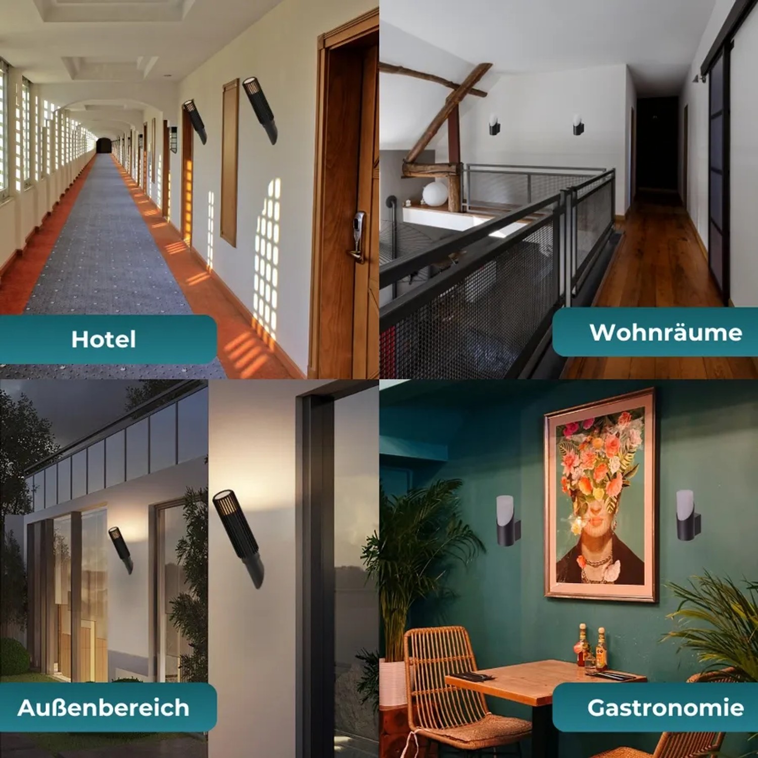 LUXULA Wandleuchte Außen, schwarze GU10 Lampe für Terrasse & Fassade.