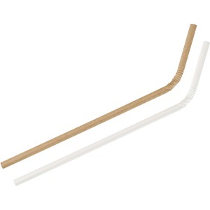 Fackelmann Papier Trinkhalme, knickbar, 40 Stück, braun und weiß. Küchenhelfer für Getränke.