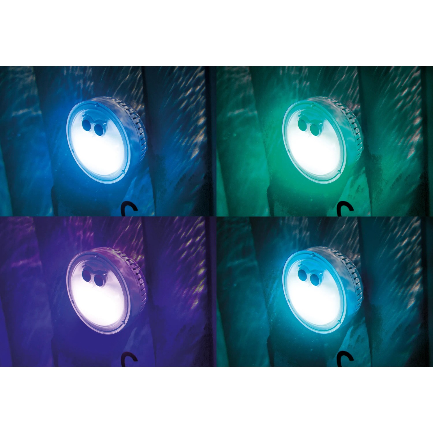 LED-Beleuchtung des Intex PureSpa Plus Bubble Massage Sets in verschiedenen Farben.