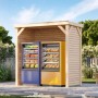 Karibu Grillpavillon/Snackautomaten-Unterstand mit zwei Automaten im Garten.