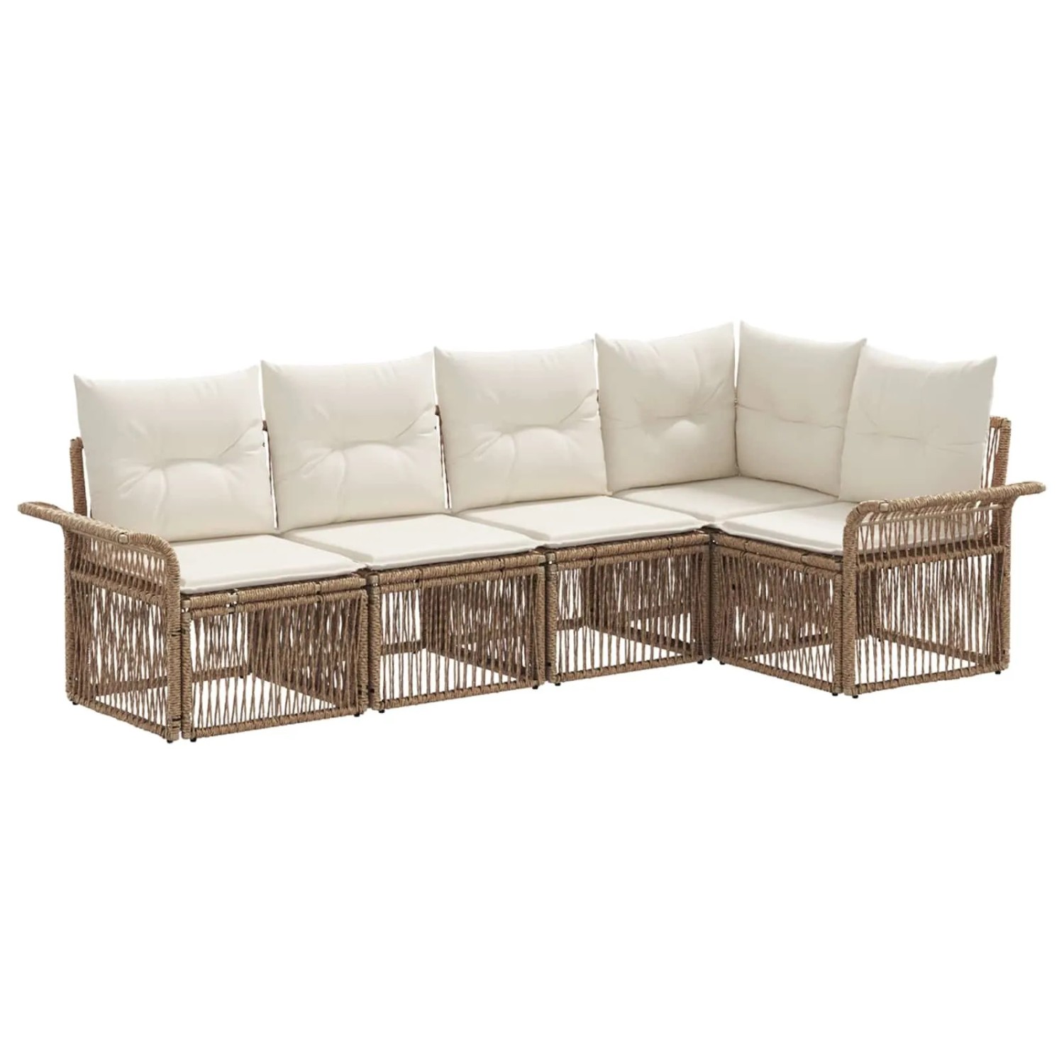 vidaXL Gartensofa-Set 5-Tlg Beige Poly-Rattan 3434829