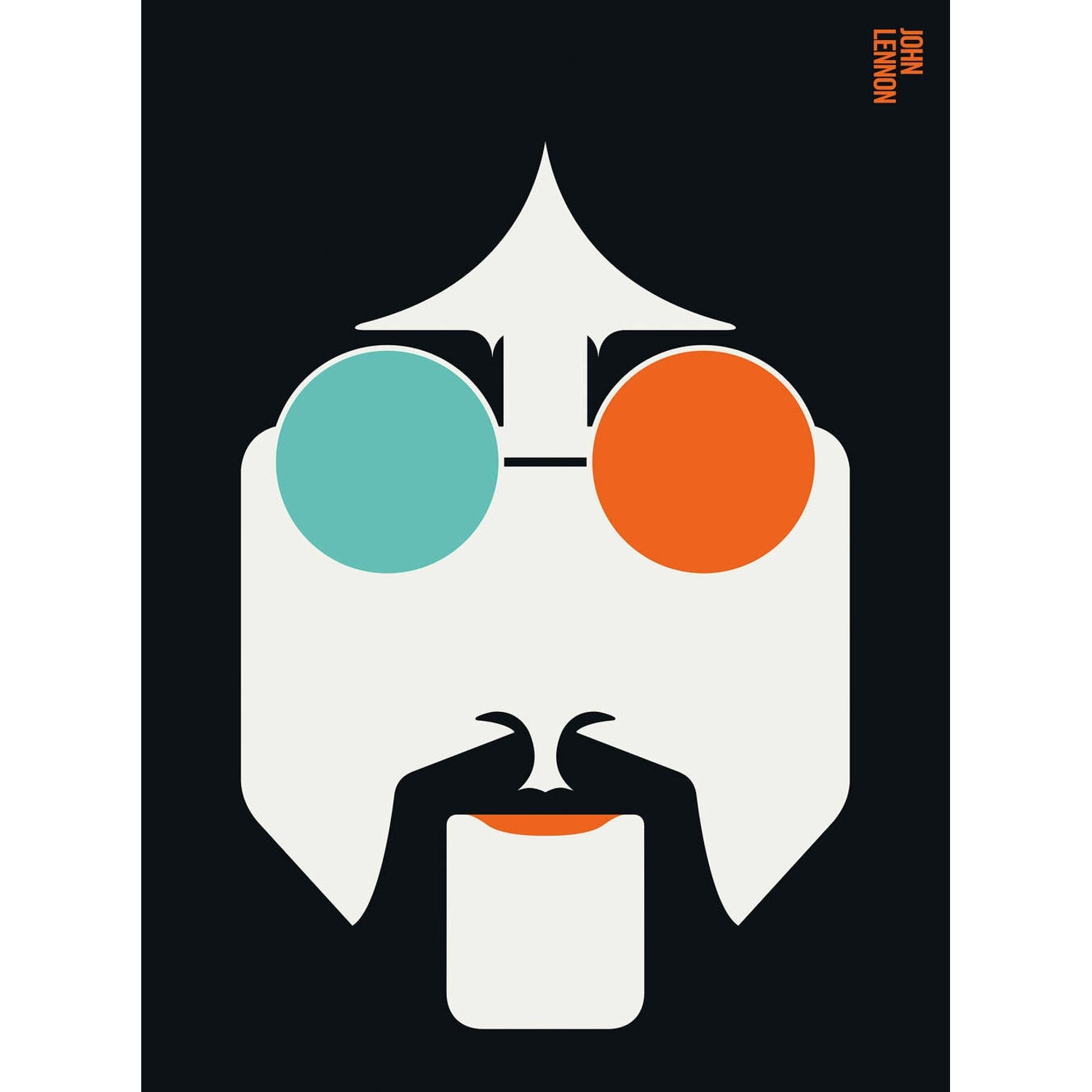 Fototapete John Lennon Türkis Orange Schwarz Weiß 2,00 m x 2,70 m FSC®