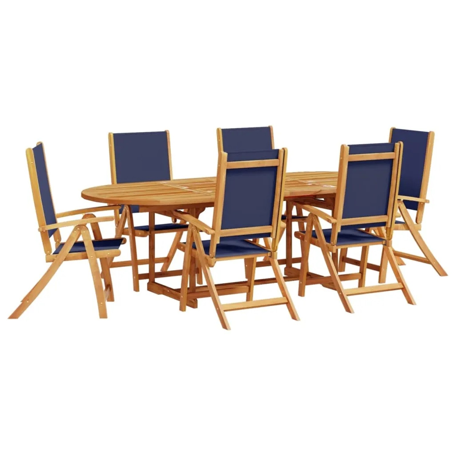 vidaXL 7-Tlg Garten-Essgruppe Massivholz Akazie und Textilene 3279304