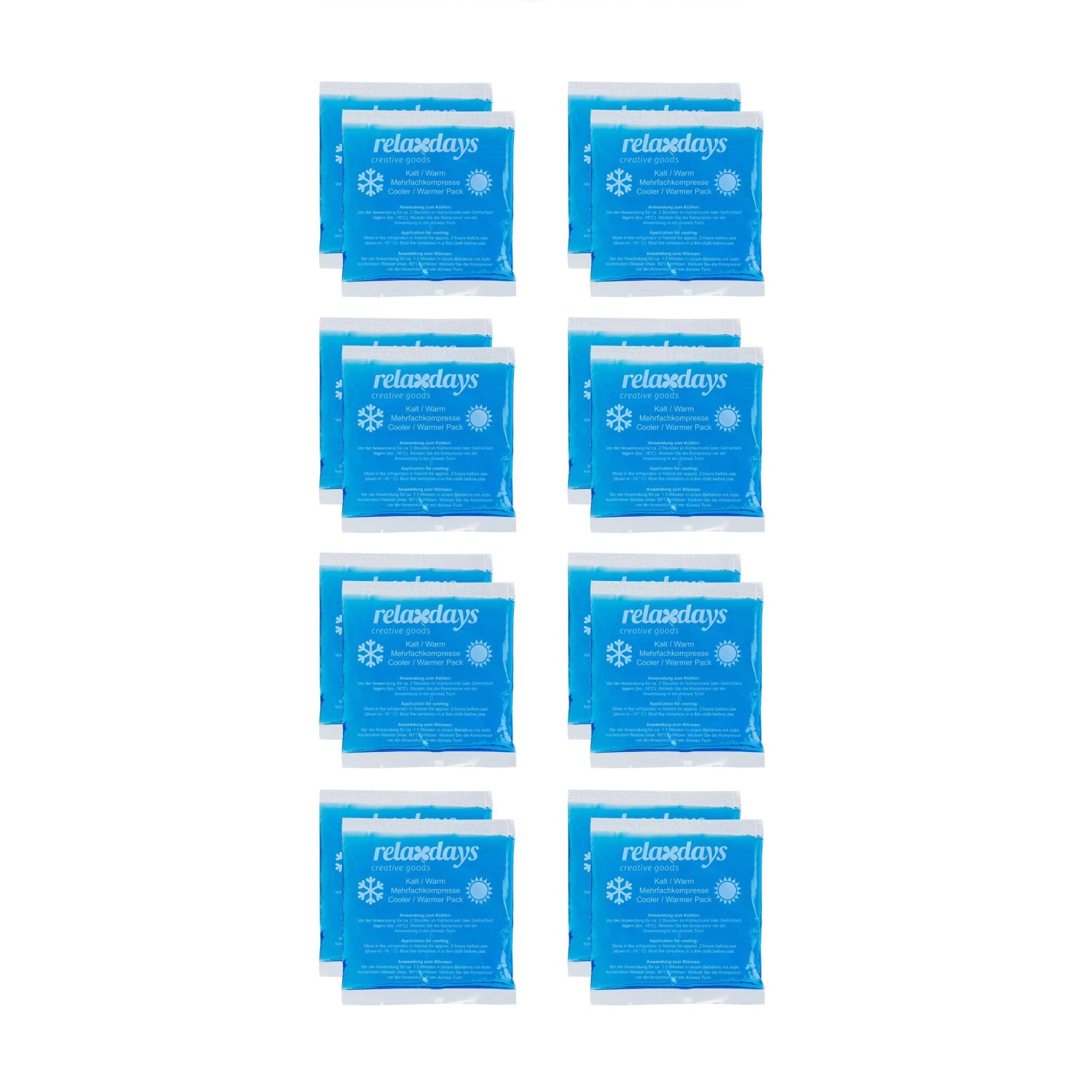 Relaxdays Kühlpads 16er Set Kunststoff Gel Blau Auslaufsicher 1 x 14 x 13 cm 140 g