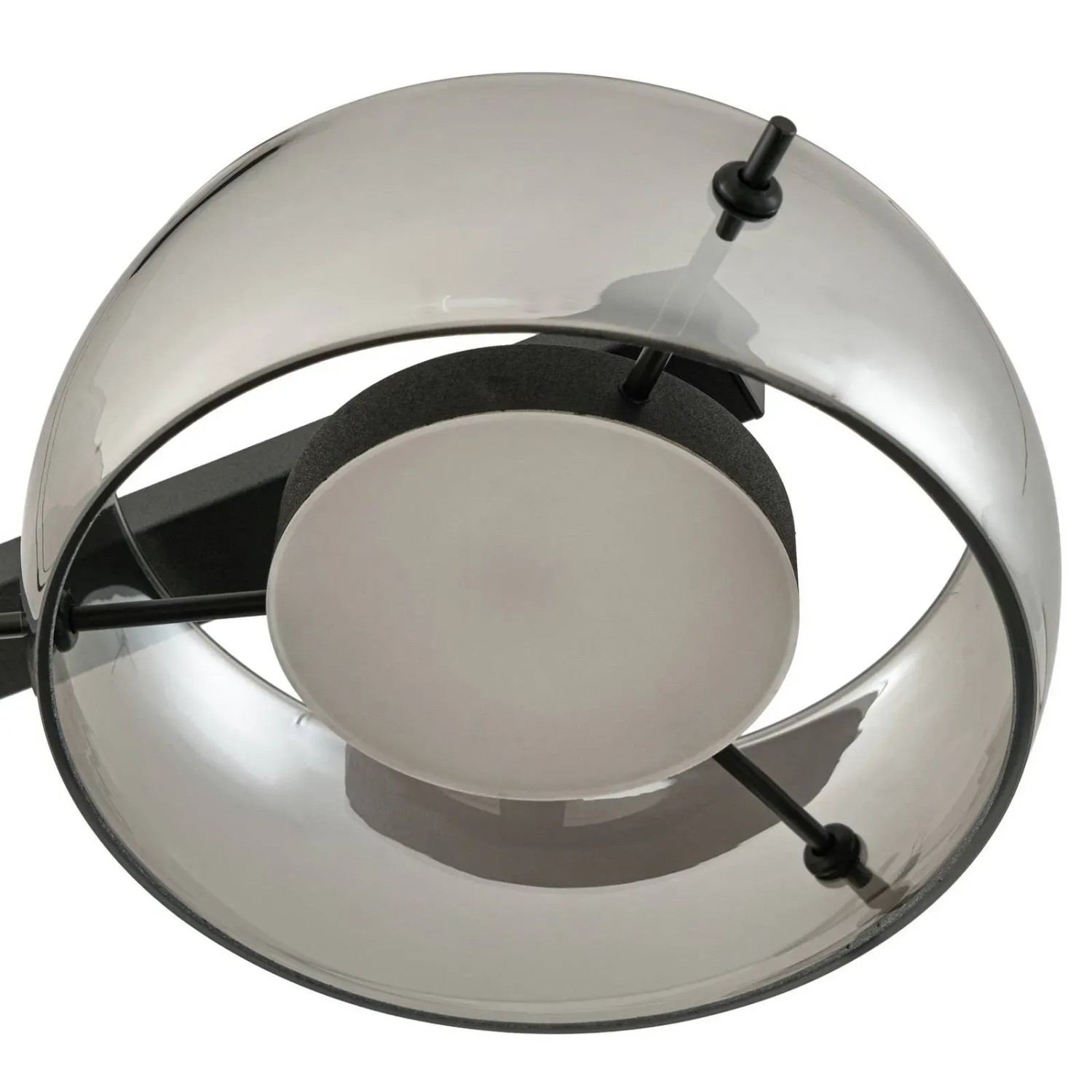 Moderne, dimmbare LED Pendelleuchte Martis, 4-flammig, schwarz/Glas für Wohnzimmer.