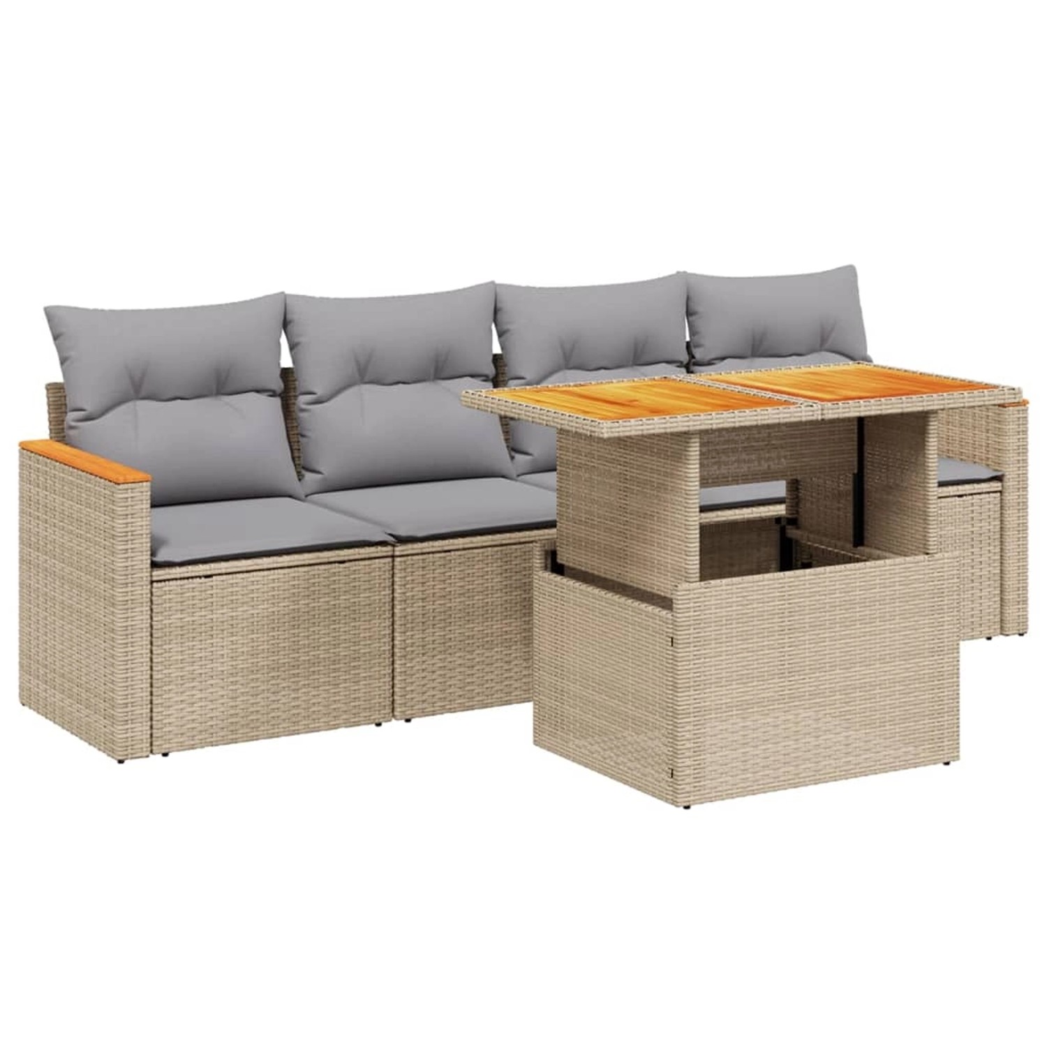 vidaXL 5-tlg Garten-Sofagarnitur mit Kissen Beige Poly Rattan Modell 232 günstig online kaufen