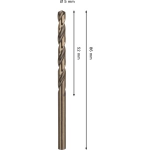Bosch Spiralbohrer Pro Stainless Steel HSS-Co, Ø 5 mm, Bronze. Metallbohrer für Edelstahl.