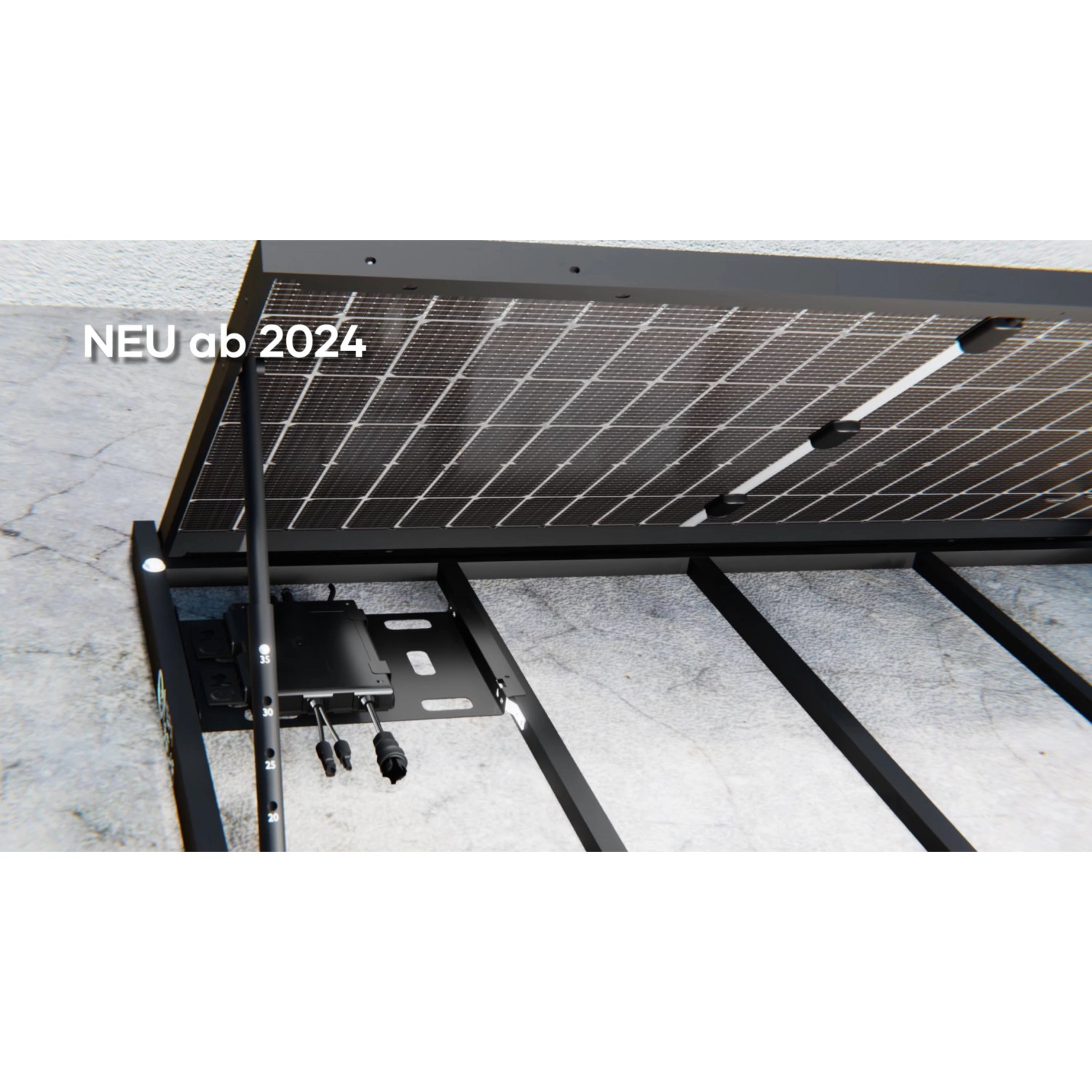 Hepa Solar Balkonkraftwerk Premium 800 mit HJT-Panel und schwarzem Rahmen. Neu ab 2024.