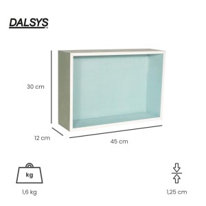 Dalsys Wandnische 30x45x12cm aus imprägniertem Gipskarton, hellblau innen, weißer Rahmen. Ideal für Dusche & Bad.