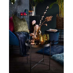 Dekorativer Vogel Dark Wonder in Bronze-Gold auf Tisch, tropische Deko-Figur für Wohnbereich.