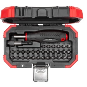 Gedore Red Bit-Schraubendreher, 32-teilig im Set mit Bits und magnetischem Schraubendreher.