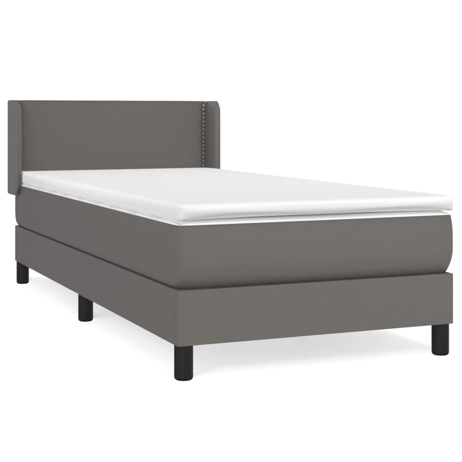 vidaXL Boxspringbett mit Matratze Grau 90x190 cm Kunstleder 3130695 günstig online kaufen