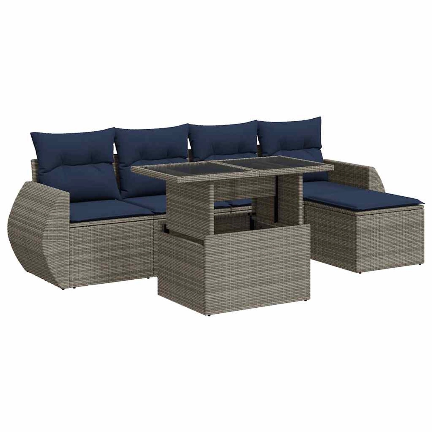 vidaXL 6-Tlg Garten-Sofagarnitur mit Kissen Grau Poly Rattan Akazie 3326622 günstig online kaufen