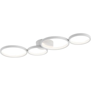 Moderne, dimmbare LED-Deckenleuchte Kiringe von Paul Neuhaus, 87x31,5 cm, in Weiß mit ringförmigem Design.