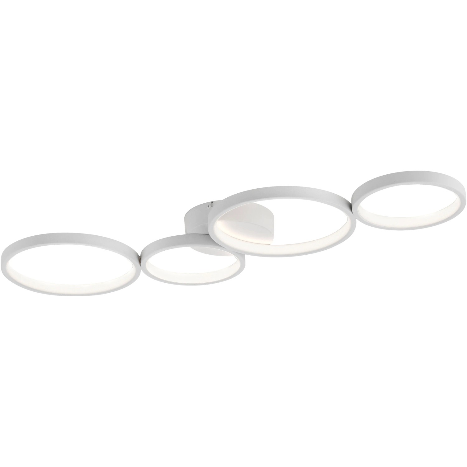 Moderne, dimmbare LED-Deckenleuchte Kiringe von Paul Neuhaus, 87x31,5 cm, in Weiß mit ringförmigem Design.