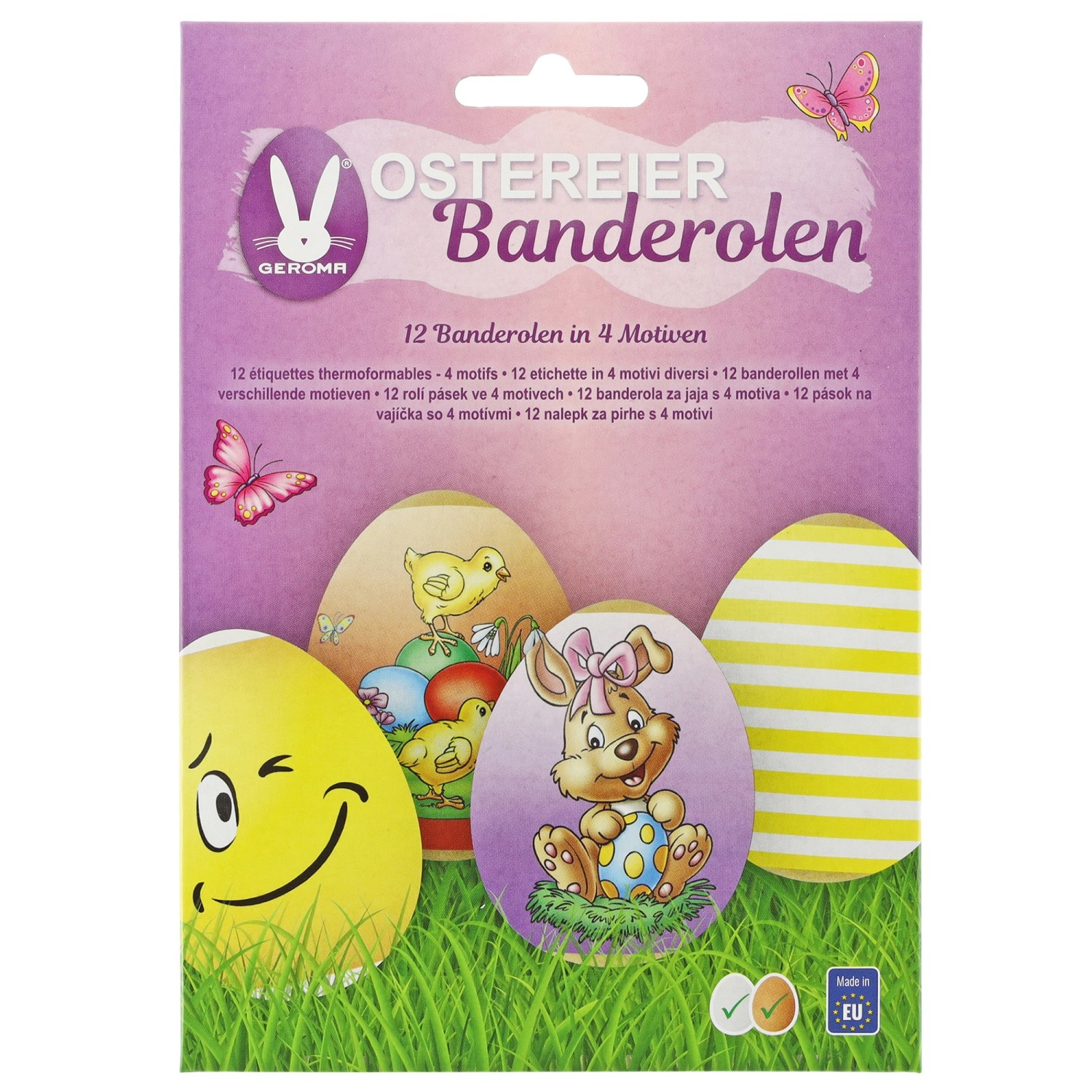 Ostereier Banderolen 12 Stück mit 4 Motiven
