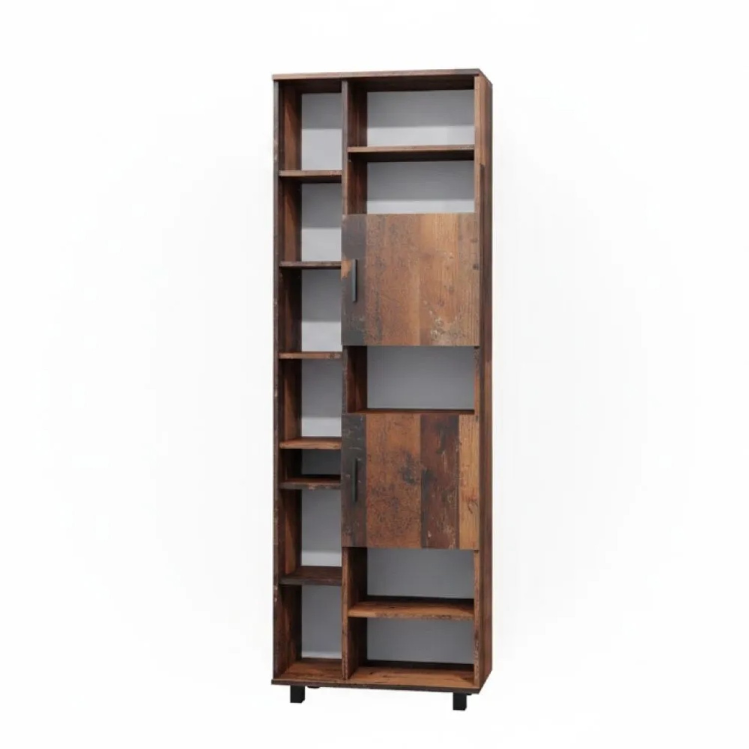 Vicco Badschrank Ilias Eiche Rustikal 60 x 190 mit Türen und Offenen Fächern