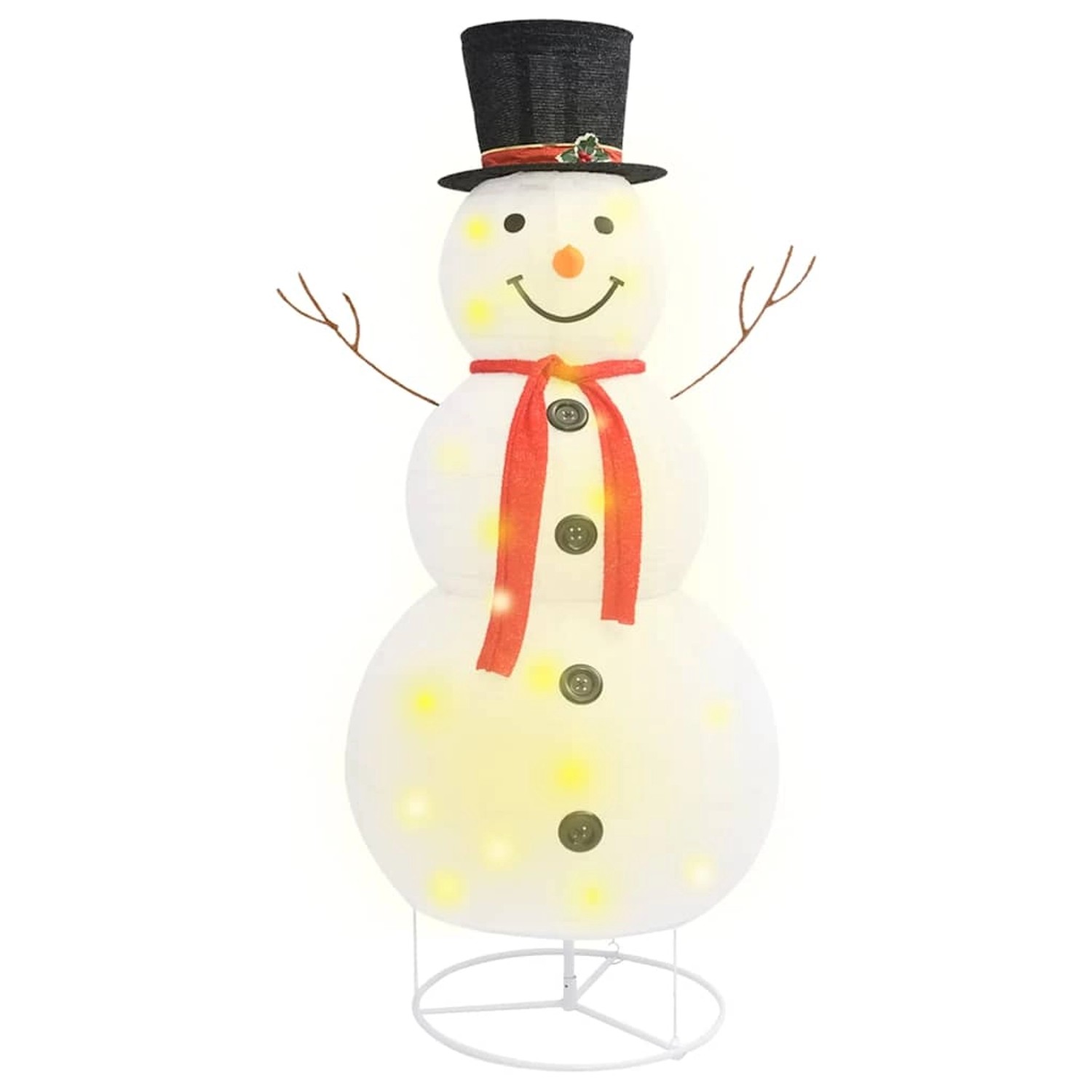 vidaXL LED-Schneemann Weihnachtsfigur Luxus-Stoff 180 cm 329762