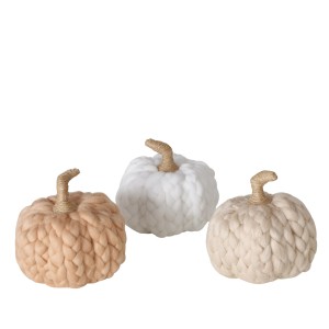 Boltze Deko-Aufsteller Arancia, 3er-Set in Beige, Cremeweiß und Weiß, dekorative Kürbisse.