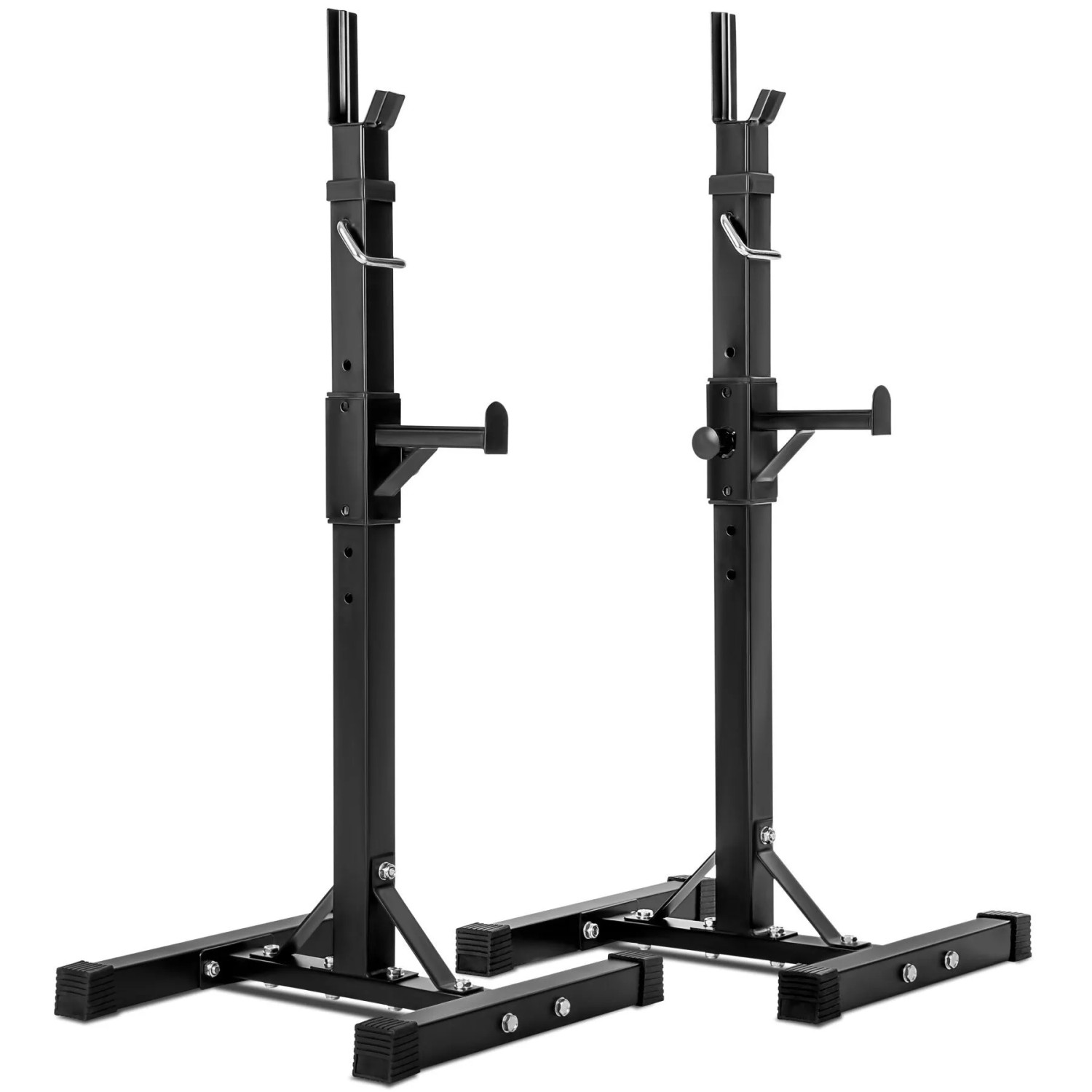 Tectake Langhantelablage  Multifunktional Obere Ablage 12 Fach Höhenverstellbar  49 x 46 x 157 cm Schwarz