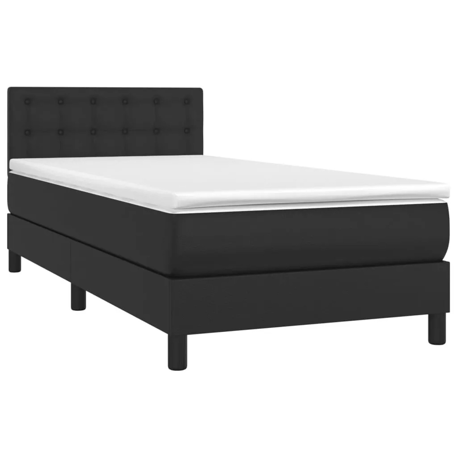 vidaXL Boxspringbett mit Matratze & LED Schwarz 100x200 cm Kunstleder 31342 günstig online kaufen
