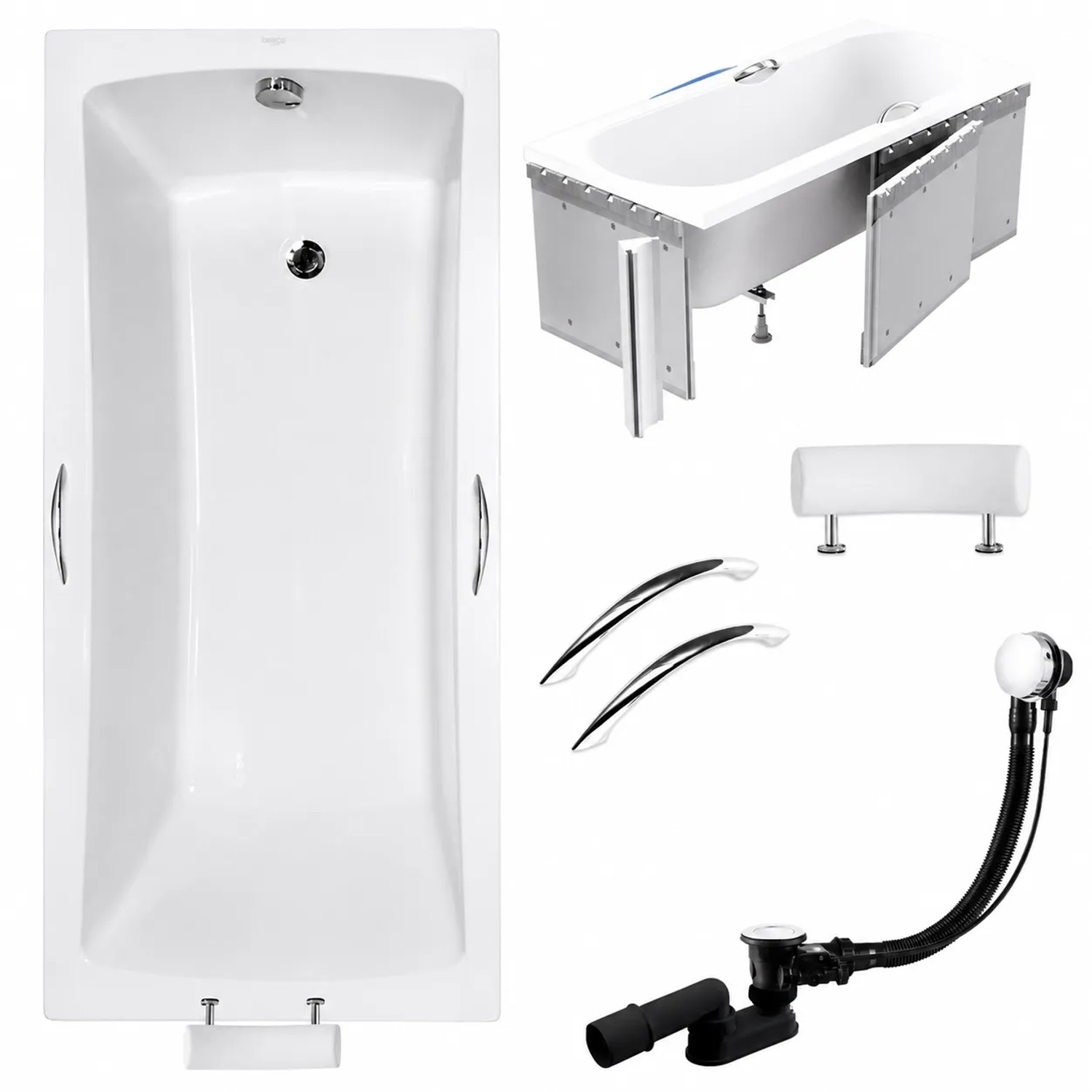 KOLMAN Badewanne Rechteck 160 x 70 Cm Mit Styroporverkleidung Inkl. Ablauf Und Füße