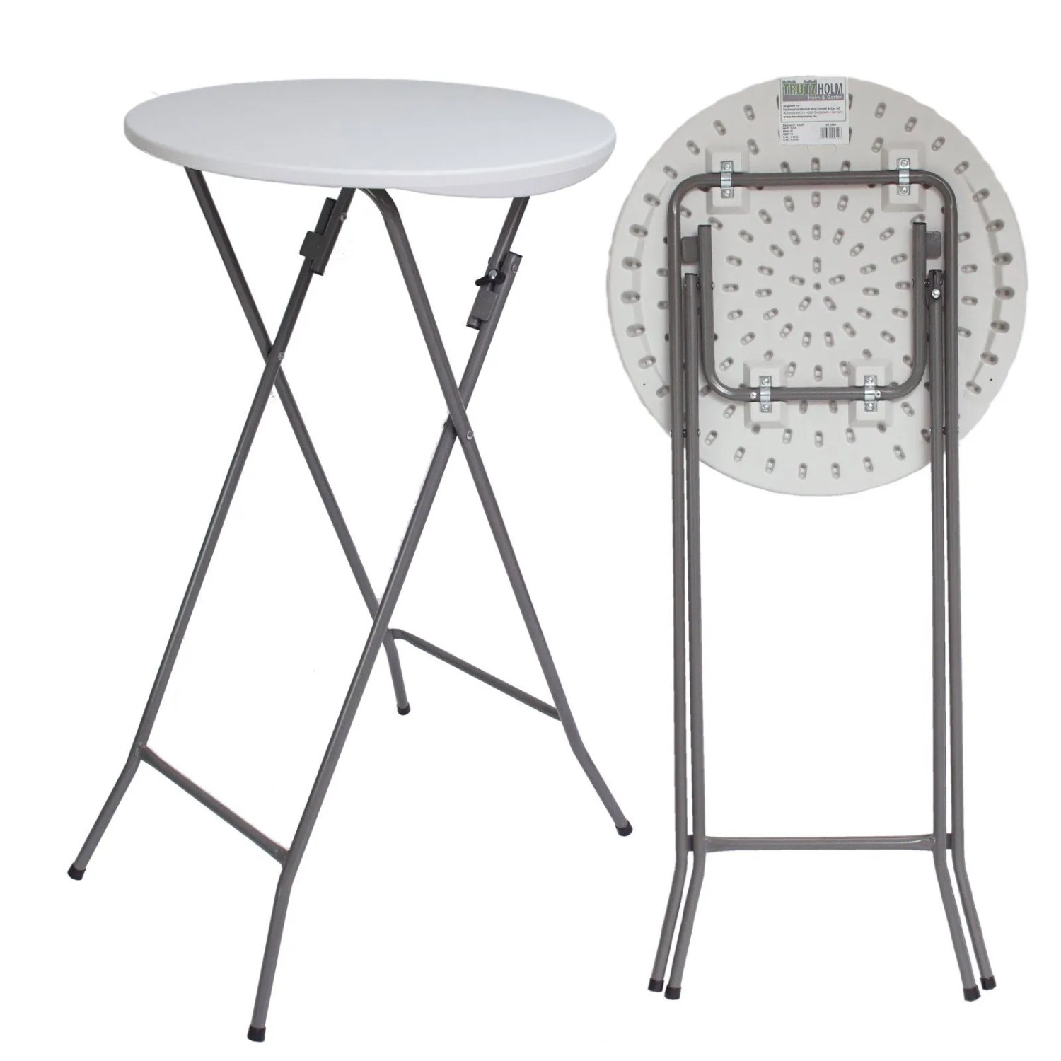 TRUTZHOLM Stehtisch Durchmesser 60cm Klappbar Partytisch Weiß günstig online kaufen