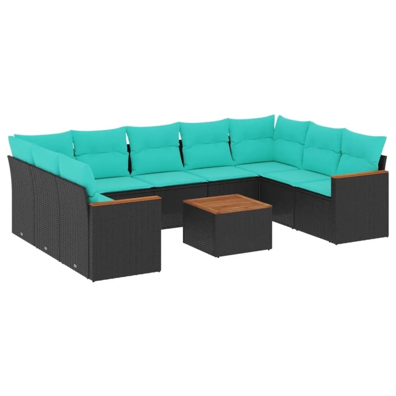 vidaXL 10-Tlg Gartensofa-Set mit Kissen Schwarz Polyrattan 3226281 günstig online kaufen
