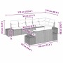 vidaXL Garten-Sofa-Set 9-tlg beige/grau Poly Rattan, Maße