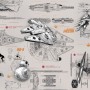 Komar Fototapete Star Wars Blueprints mit Raumschiff-Bauplänen auf beigem Grund.