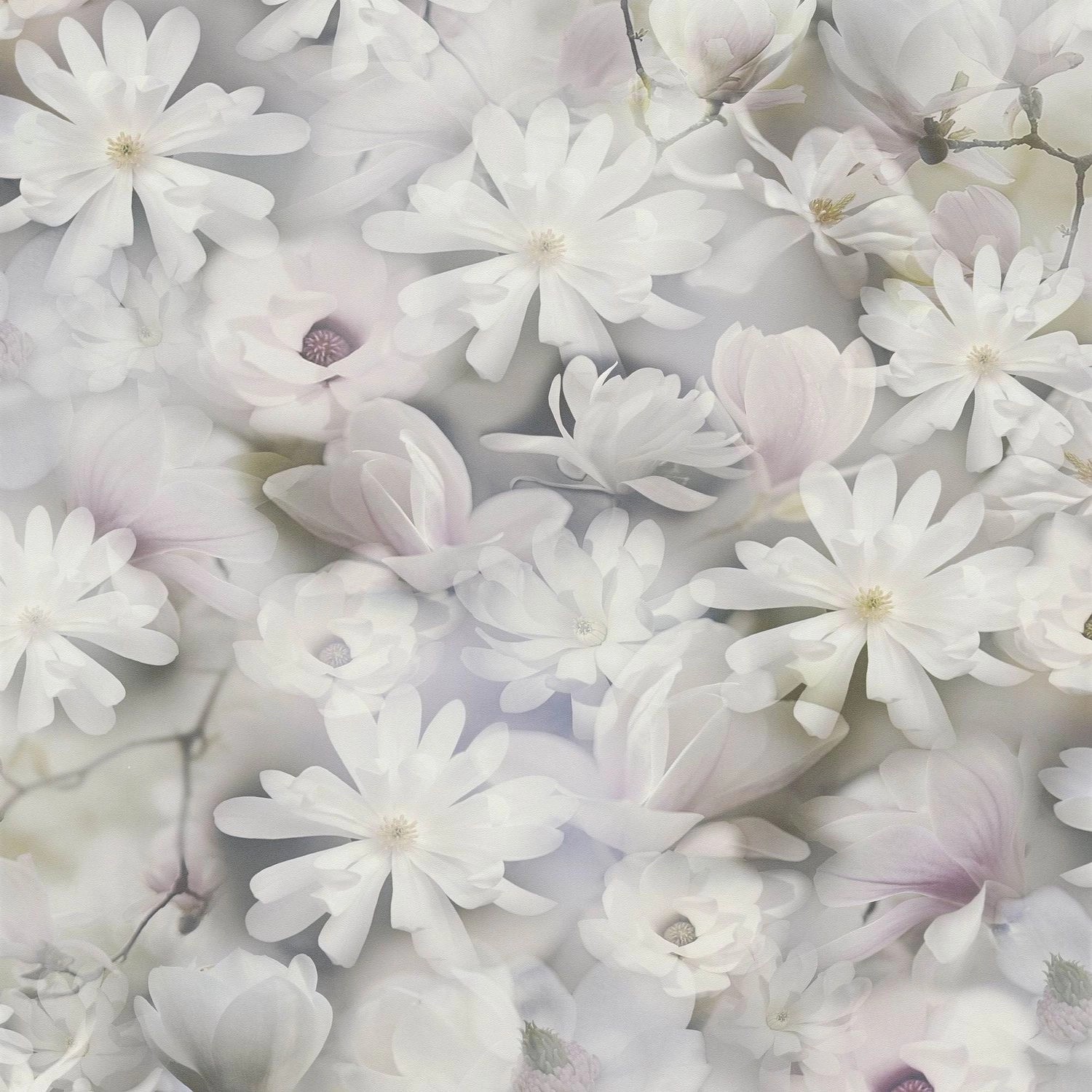 PROFHOME 387223-GU Blumen Tapete Floral Matt Weiß Grau Grün 0,53 m x 10,05 günstig online kaufen