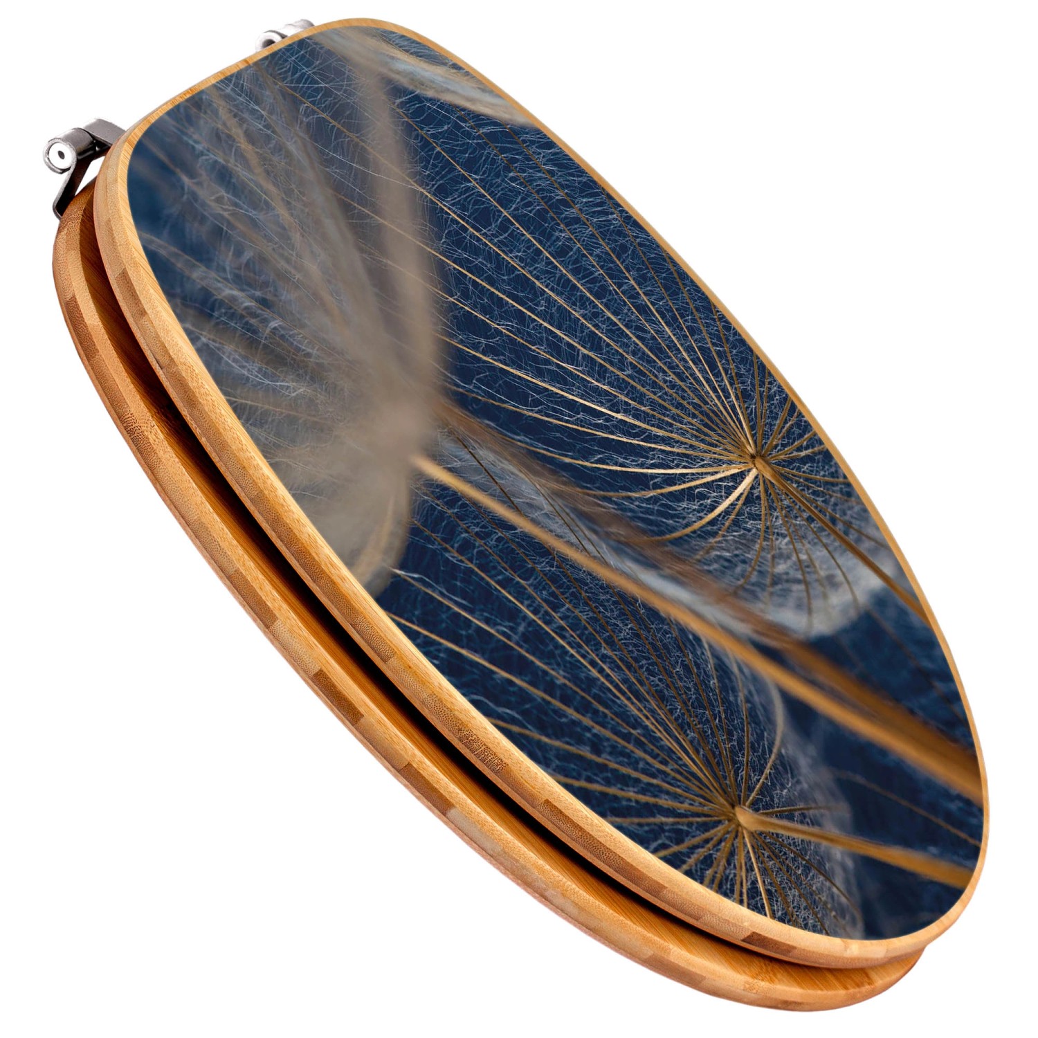 Banjado WC-Sitz aus Bambus mit Motiv Verblüht, Holz Toilettendeckel mit Universal Scharnieren.