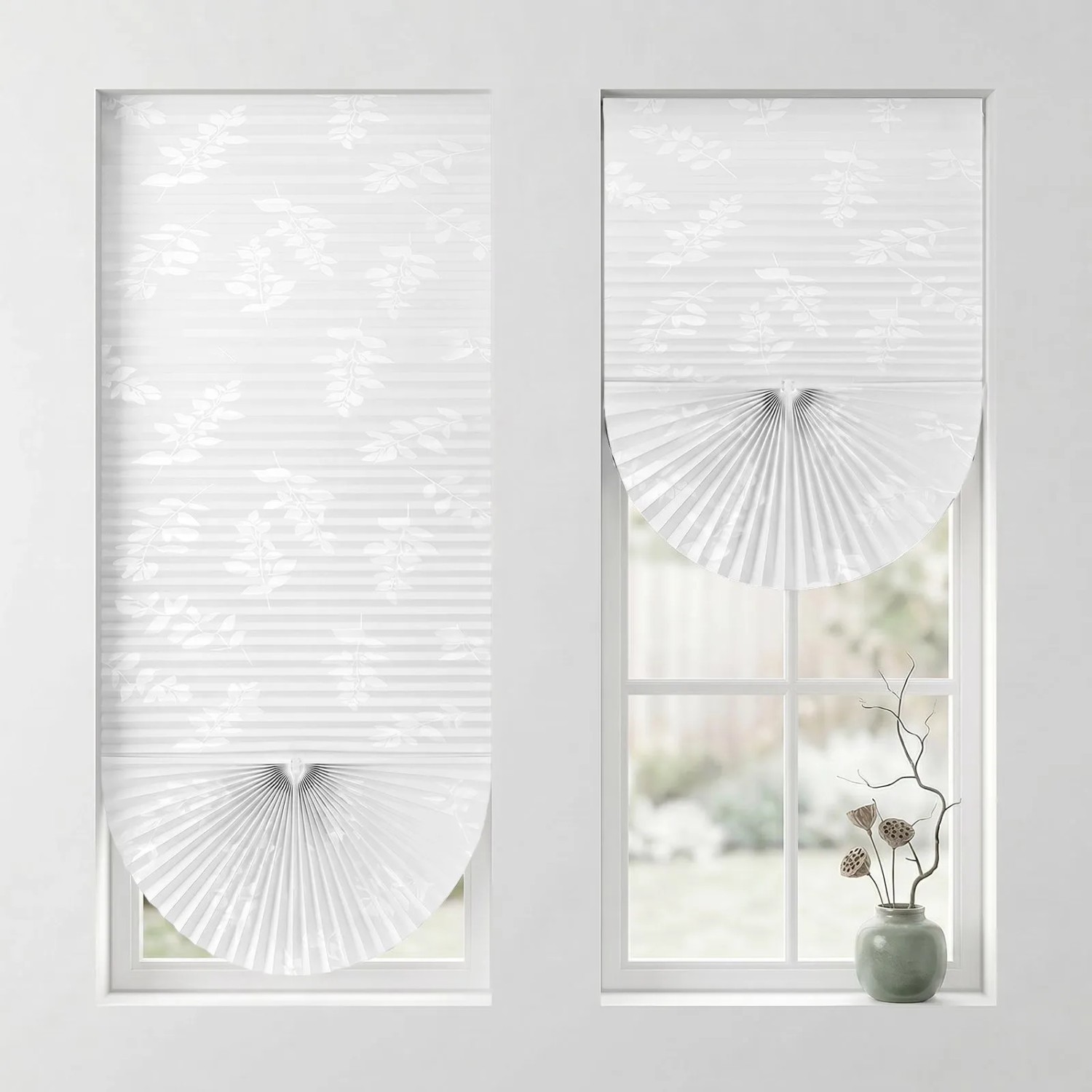 Sekey Klebefix Plissee 2er Set ohne Bohren Weiß mit Muster 50x130cm