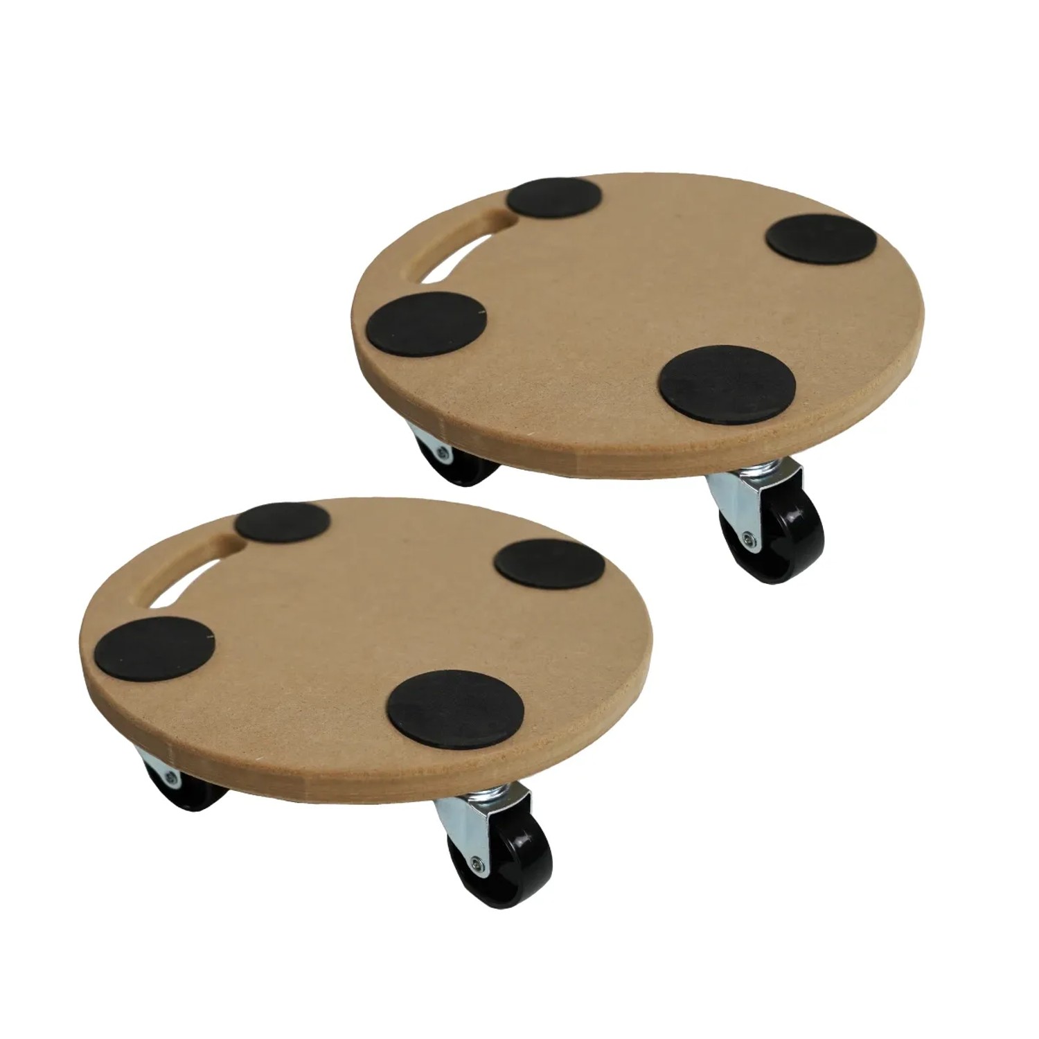 PROREGAL MegaDeal 2x Transportroller 4 Rollen Rund HxBxT 11x30x30 cm Traglast 100kg MDF Holzplatte