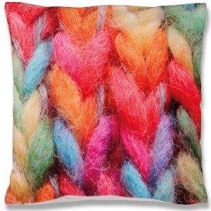 Bestlivings Kissenhülle 2er Pack mit Fotodruck Wolle, 40x40 cm, bunte Strickoptik.