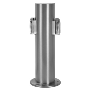 Jardinion Steckdosensäule aus Edelstahl mit 2 Steckdosen für den Außenbereich.