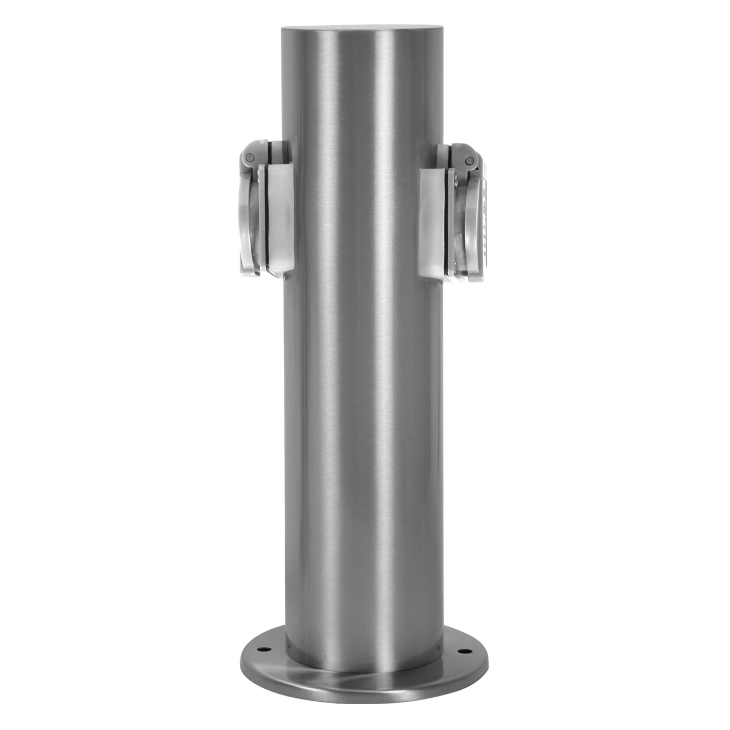 Jardinion Steckdosensäule 2 Steckdosen 7,6cm x 11,8cm x 30cm Edelstahl Silber