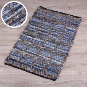 Bestlivings Jeans Flickenteppich, 140x200 cm, blaues Patchwork Design.