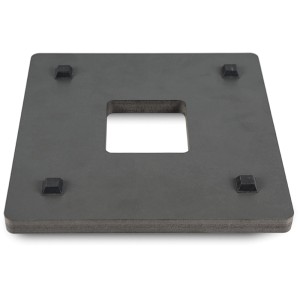 Quadratischer, ultraflacher Pflanzenroller 28x28 cm von Pflanzwerk® mit Rollen und Aussparung in der Mitte.