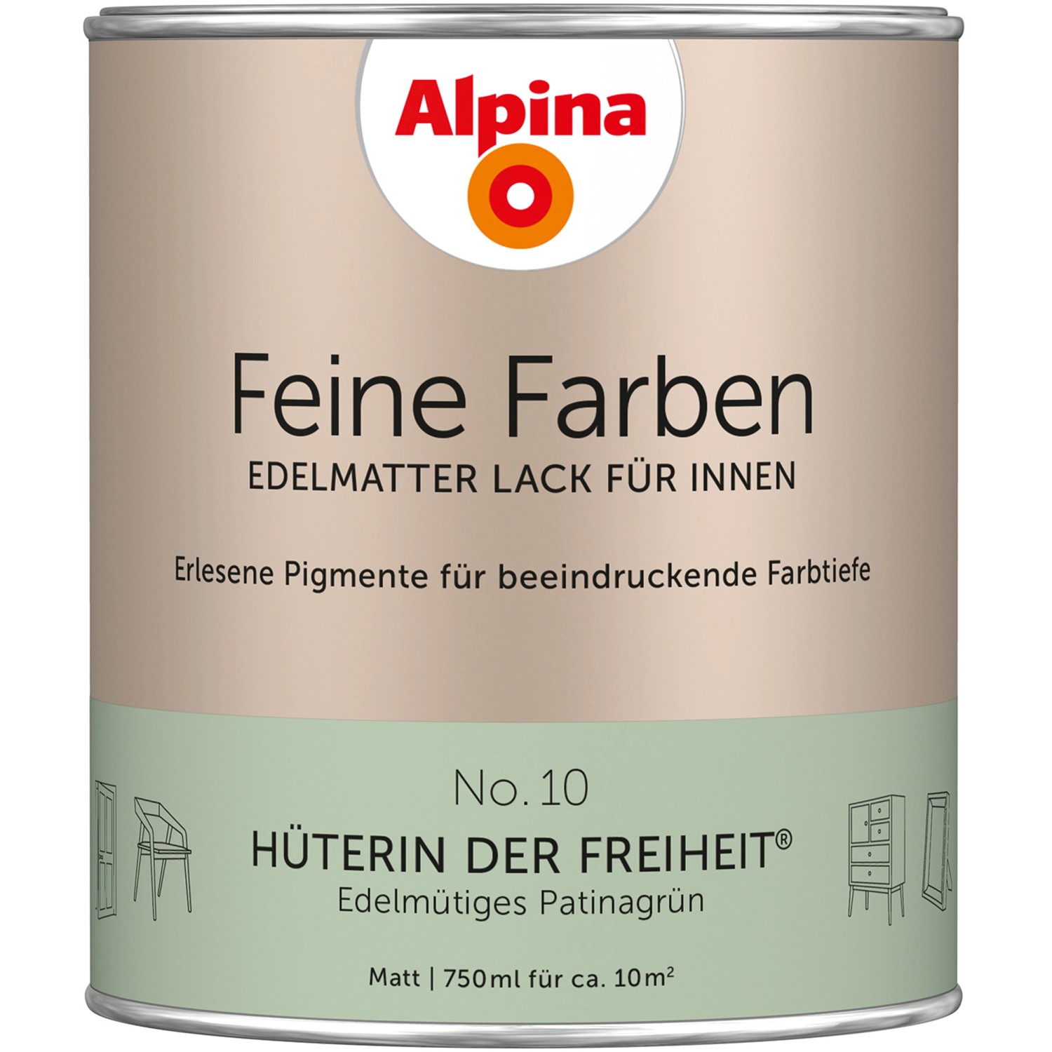 Alpina Feine Farben Lack No. 10  Hüterin der Freiheit® Grün edelmatt 750 ml