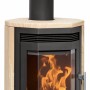 Justus Kaminofen Usedom 5D Sandstein Schwarz, 5kW, EEK A. Kamin mit Holz im Feuerraum.