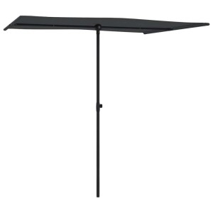 Schwarzer vidaXL Sonnenschirm 2x1,5m mit Aluminium-Mast für Garten und Terrasse.